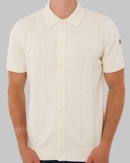 Fila Gold Mario Diamond Knit Polo Off White