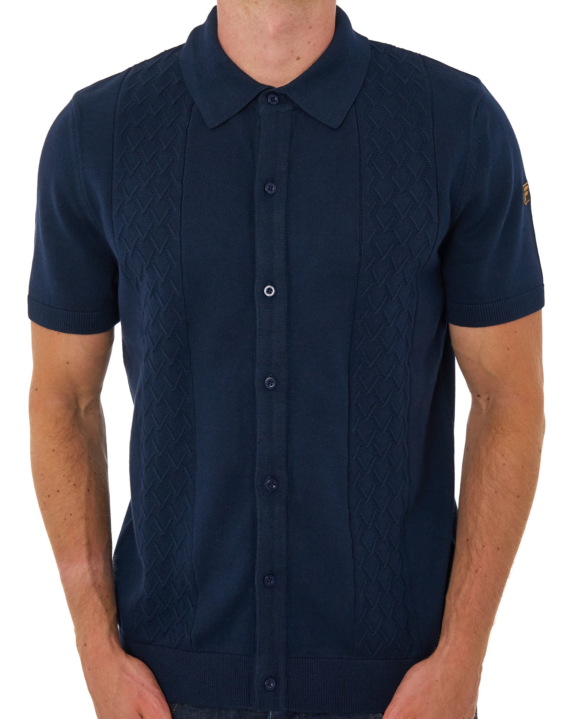 Fila Gold Mario Diamond Knit Polo Dark Navy