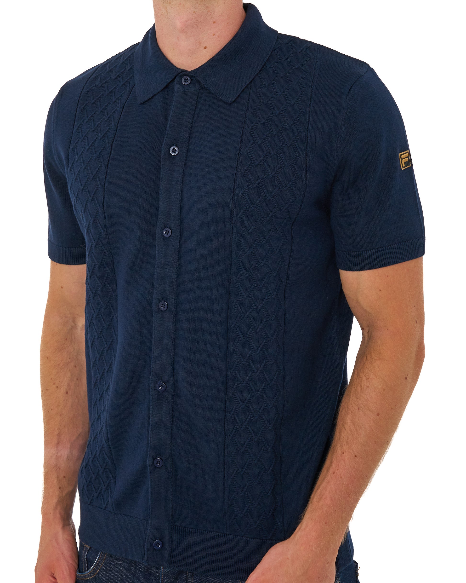 Fila Gold Mario Diamond Knit Polo Dark Navy