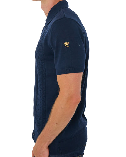 Fila Gold Mario Diamond Knit Polo Dark Navy