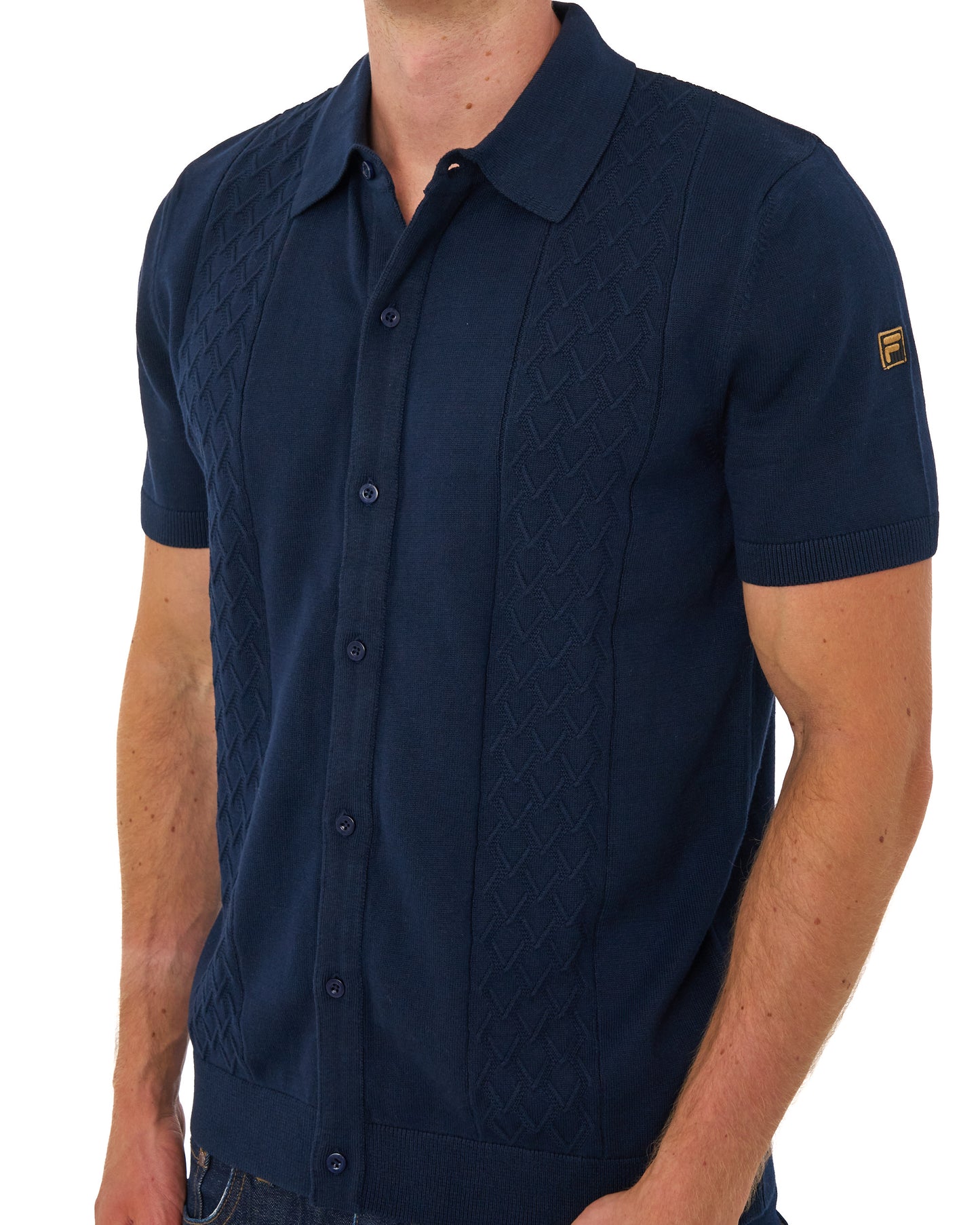 Fila Gold Mario Diamond Knit Polo Dark Navy