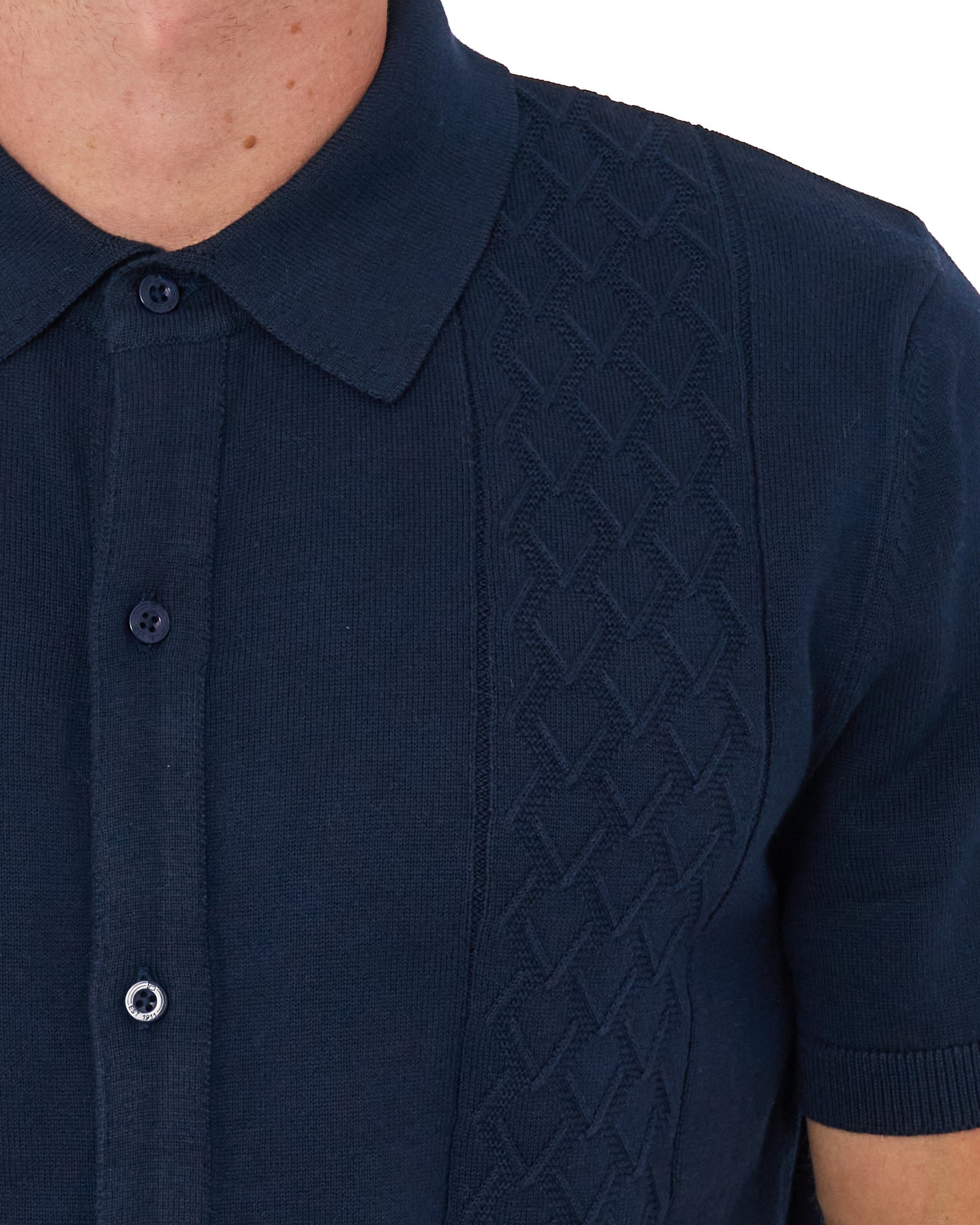 Fila Gold Mario Diamond Knit Polo Dark Navy