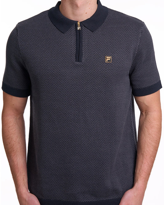 Fila Gold Marty Herringbone Polo Black