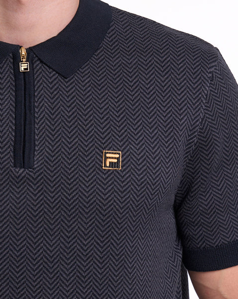 Fila Gold Marty Herringbone Polo Black