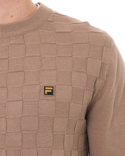 Fila Gold Square Knit Jumper Mocha