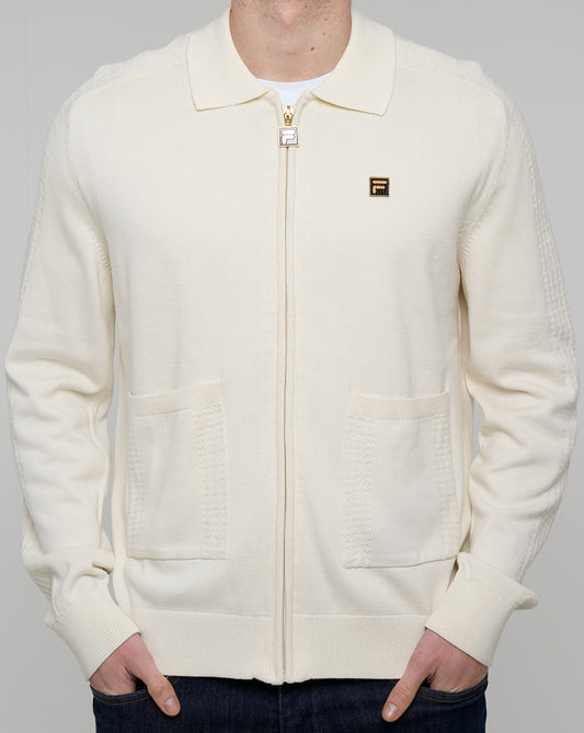 Fila Gold Teddy Knit Zip Up Off White