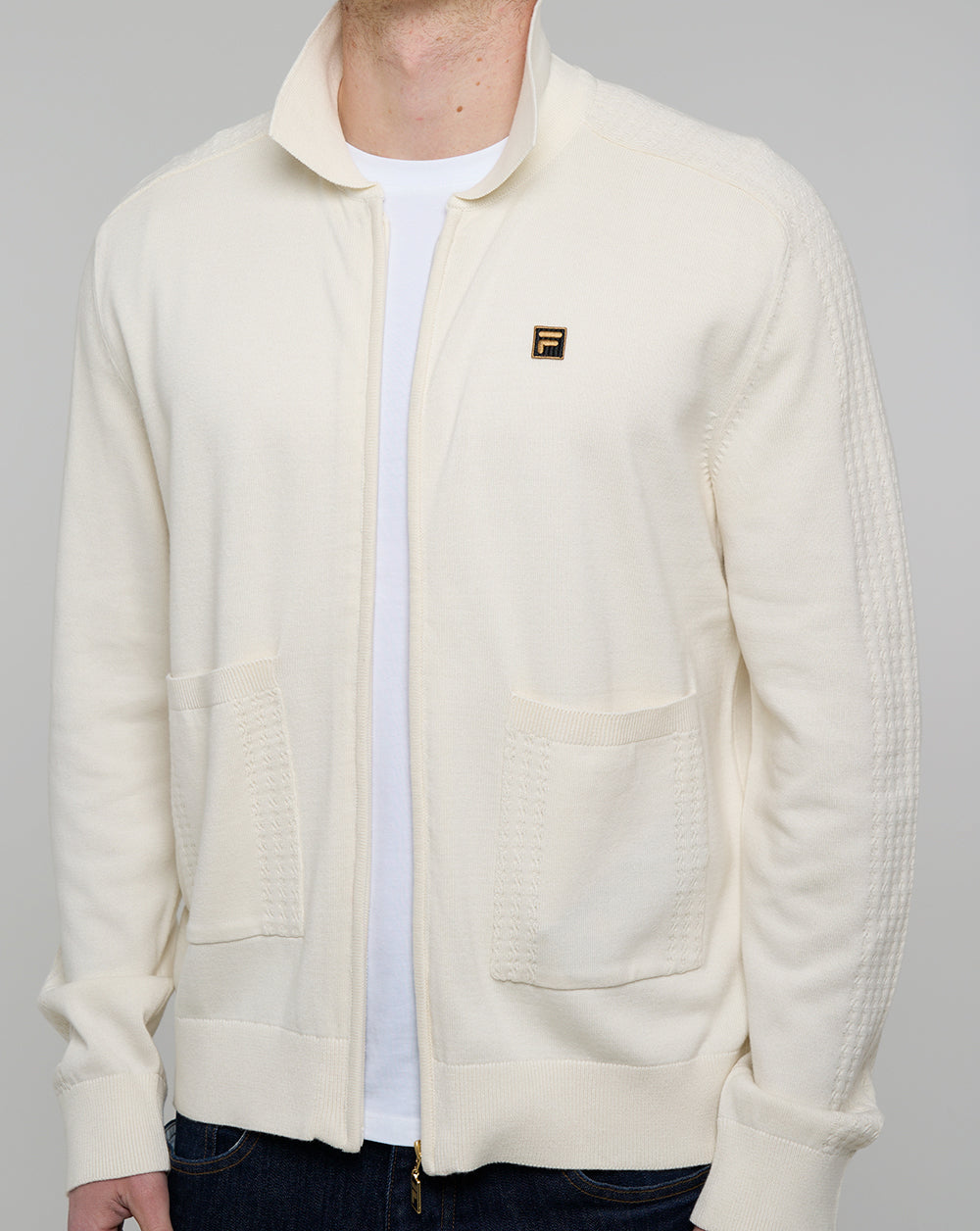 Fila Gold Teddy Knit Zip Up Off White