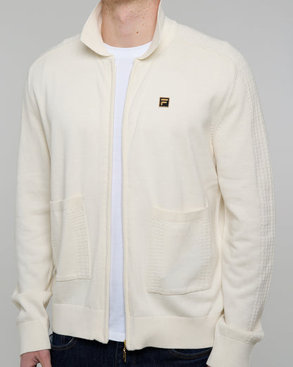 Fila Gold Teddy Knit Zip Up Off White