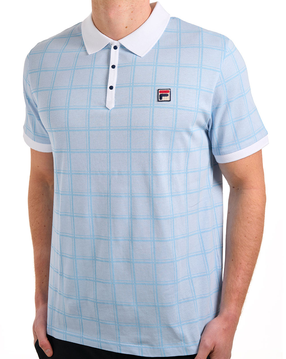 Fila Vintage Ignazio Check Polo Sky Blue