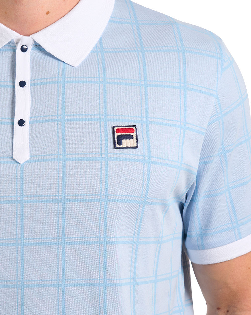 Fila Vintage Ignazio Check Polo Sky Blue