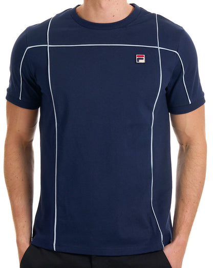 Fila Vintage Terrinda T Shirt Navy / Sky Blue