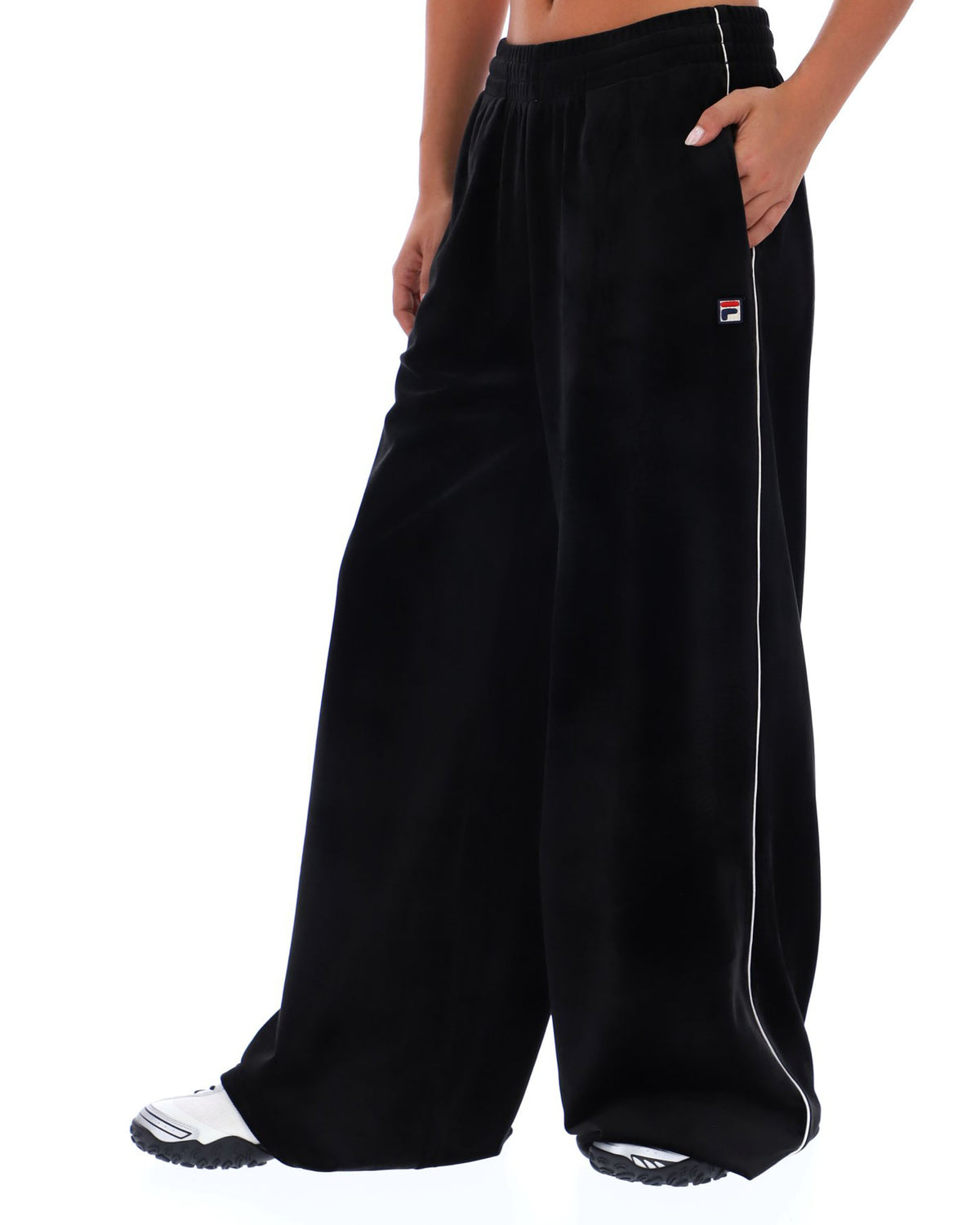Fila Vintage Angel Velour Wide Leg Pants Black