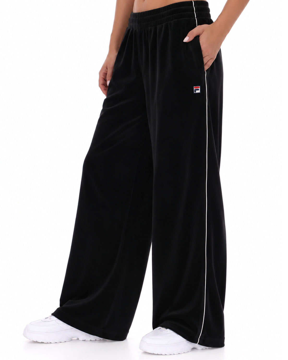 Fila Vintage Angel Velour Wide Leg Pants Black