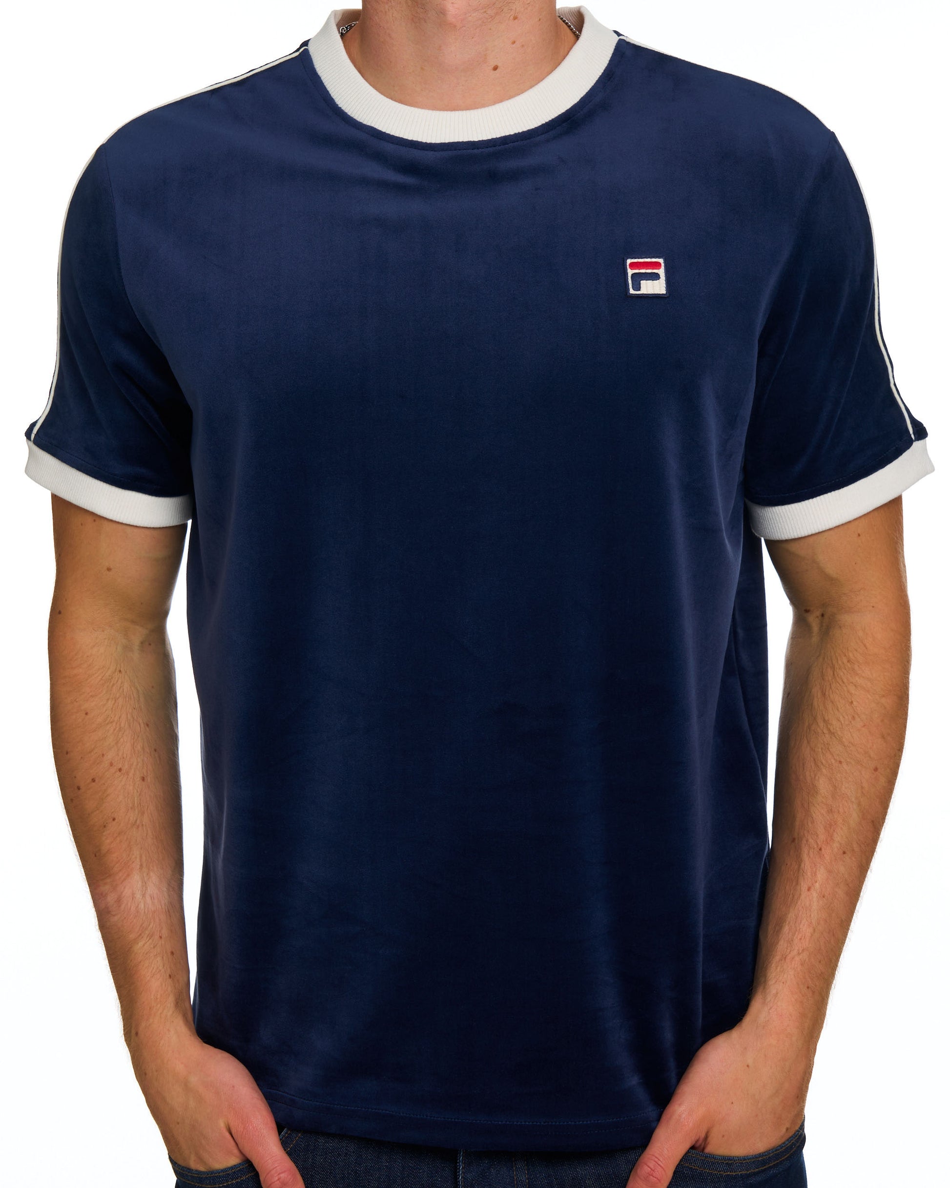 Fila Vintage Basilio Velour Tee Navy/Gardenia