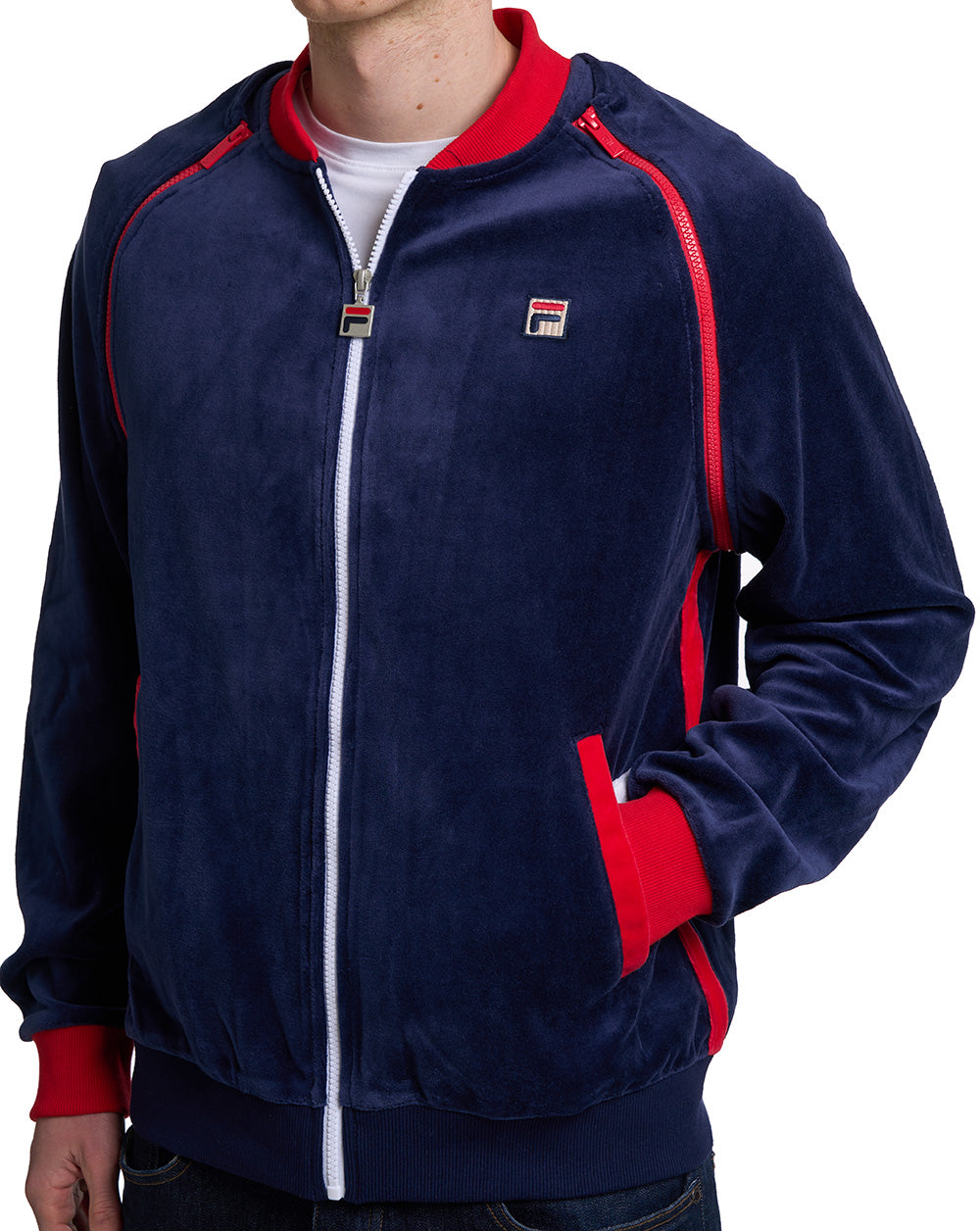 Fila Vintage Daniele Velour Track Top Navy/White/Red