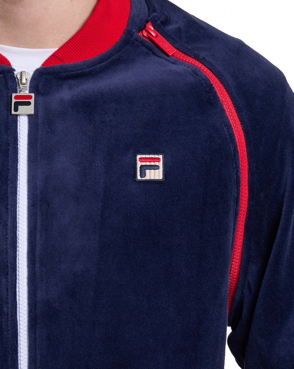 Fila Vintage Daniele Velour Track Top Navy/White/Red