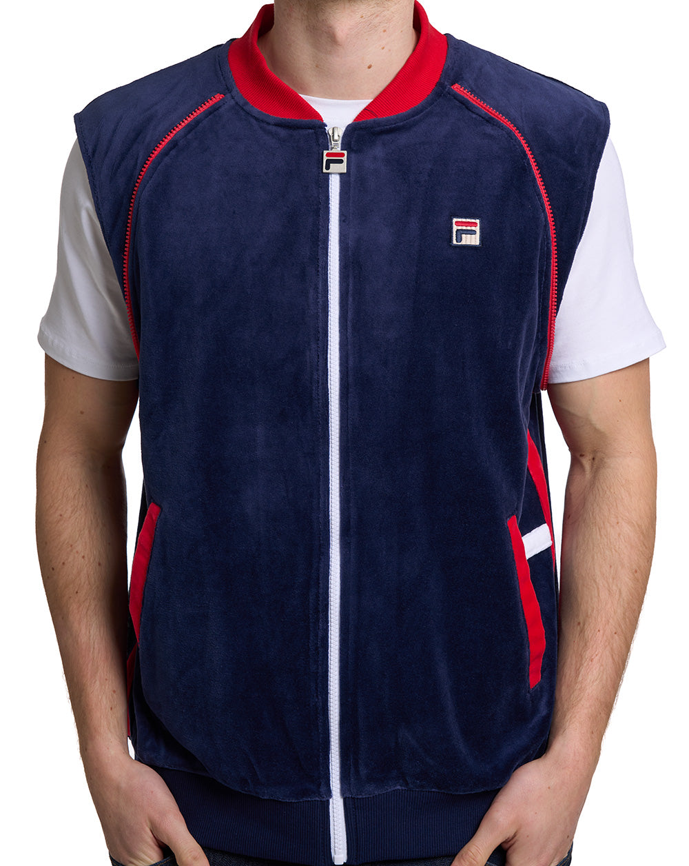 Fila Vintage Daniele Velour Track Top Navy/White/Red