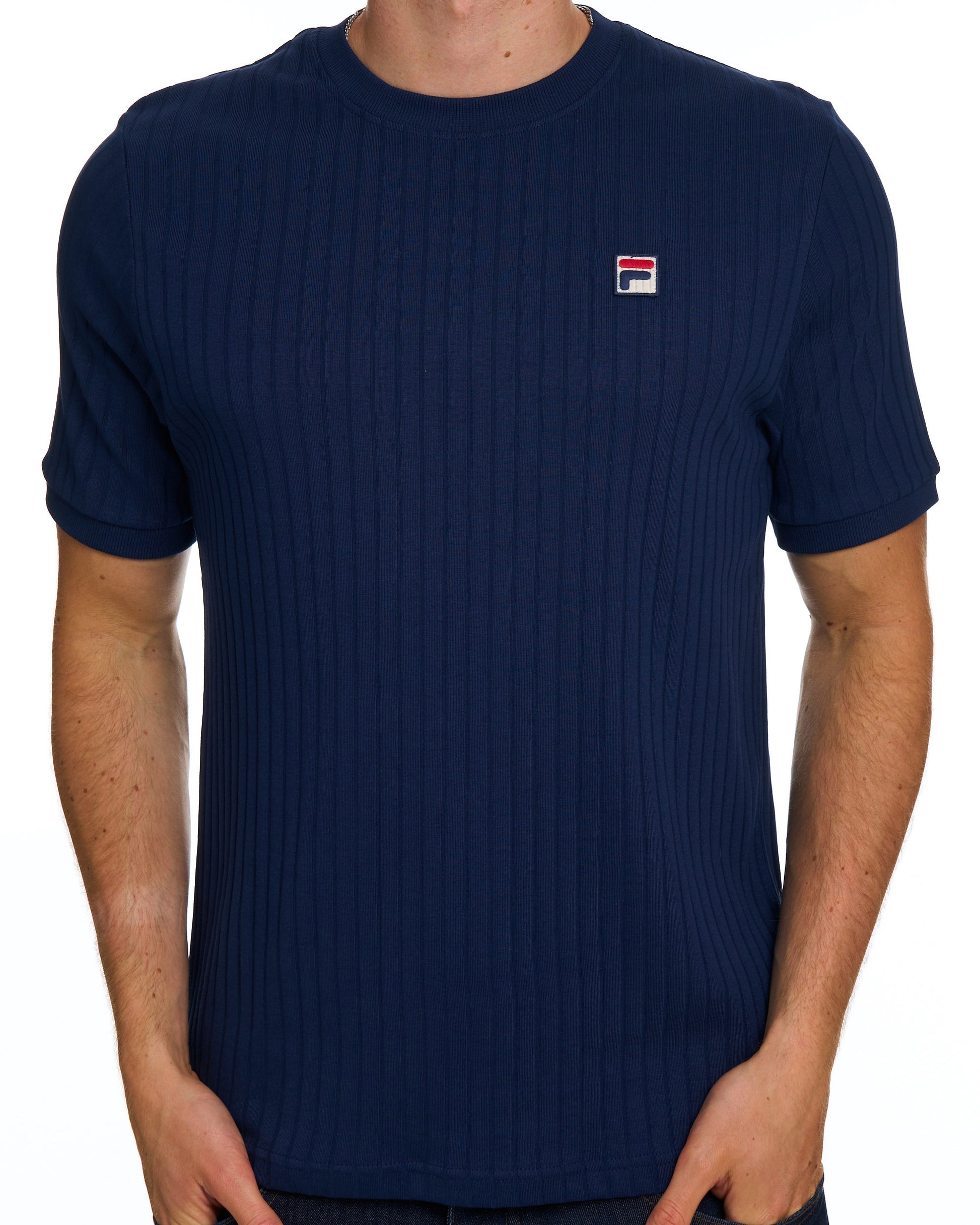 Fila Vintage Ribbed T Shirt Navy