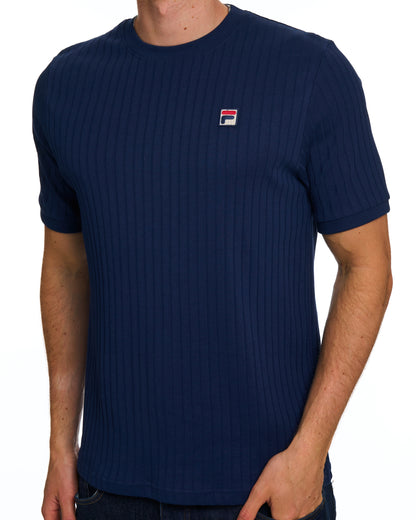 Fila Vintage Ribbed T Shirt Navy