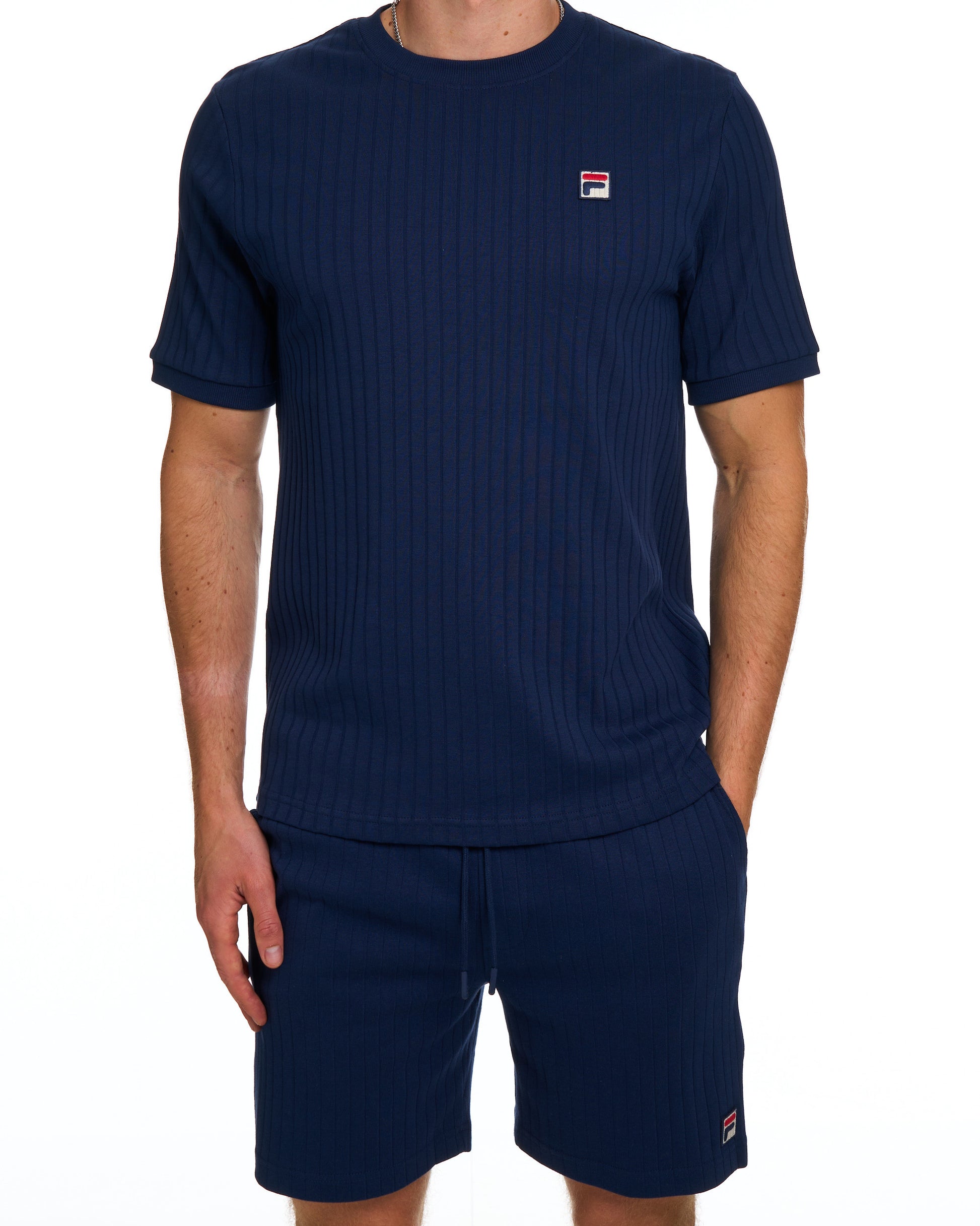 Fila Vintage Ribbed T Shirt Navy