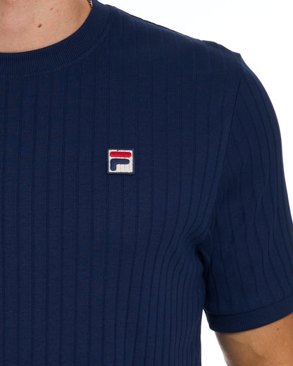Fila Vintage Ribbed T Shirt Navy