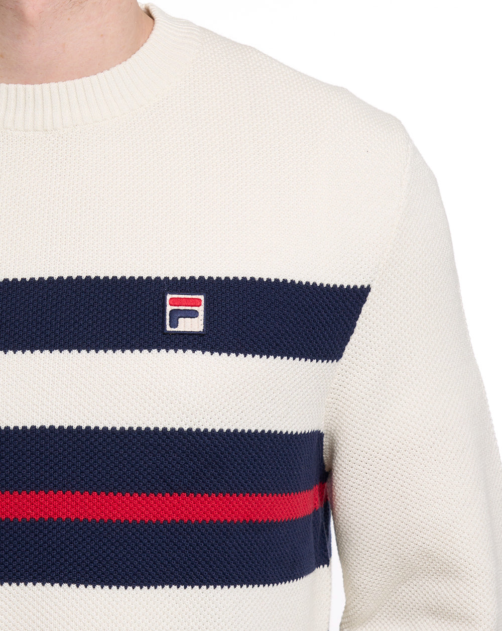 Fila Vintage Giuseppe Striped Crew Knit Gardenia