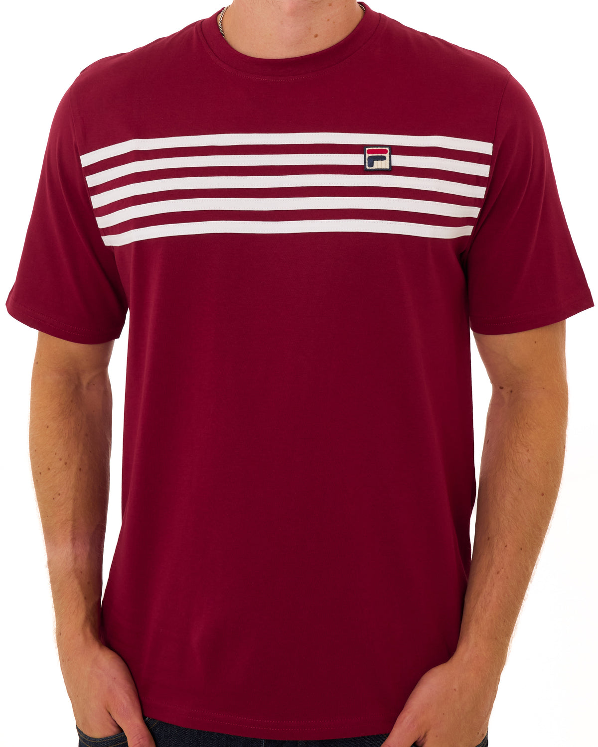 Fila Vintage 5- Stripe T-shirt Deep Red