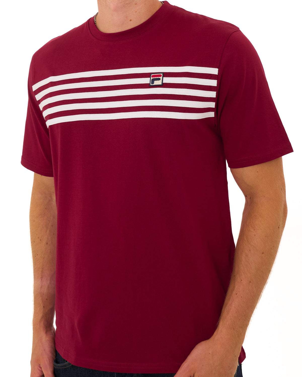 Fila Vintage 5- Stripe T-shirt Deep Red