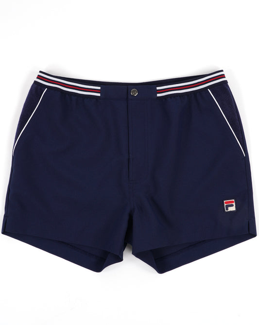 Fila Vintage Borg tennis Shorts Navy/White Piping