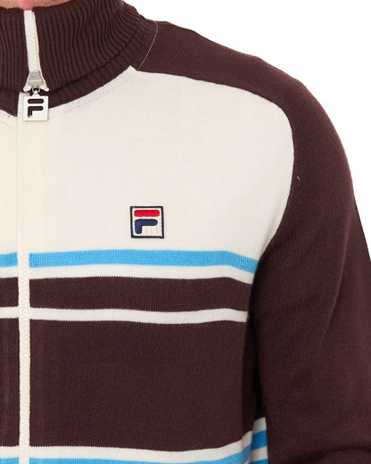 Fila Vintage Lena Full Zip Knit Gardenia/Brown/Blue
