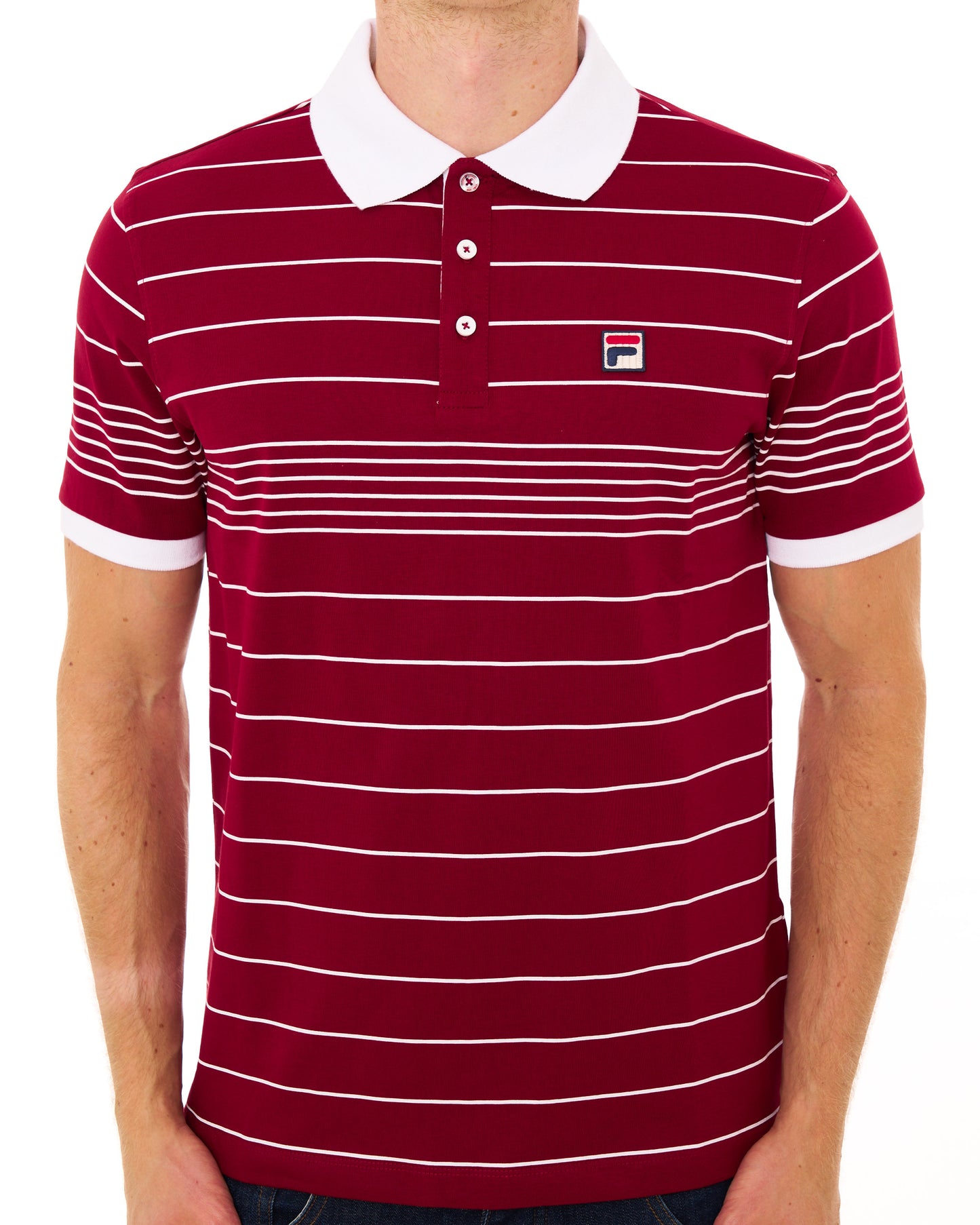 Fila Vintage Logan Stripe Polo Deep Red/White