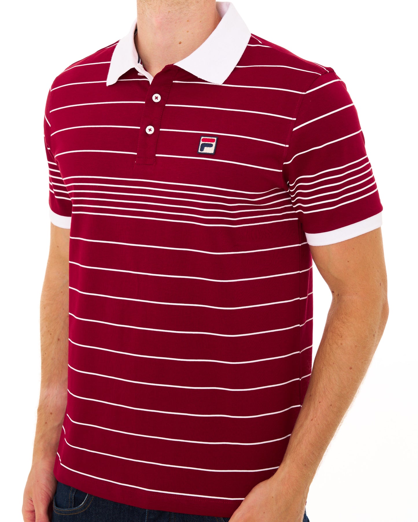 Fila Vintage Logan Stripe Polo Deep Red/White