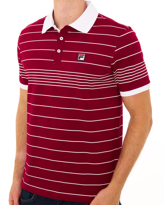 Fila Vintage Fila Vintage Logan Stripe Polo Deep Red/White