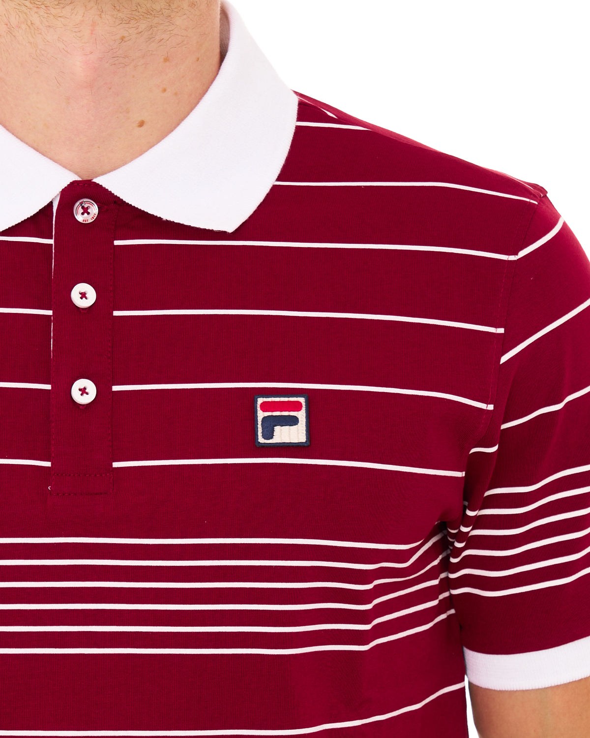 Fila Vintage Logan Stripe Polo Deep Red/White