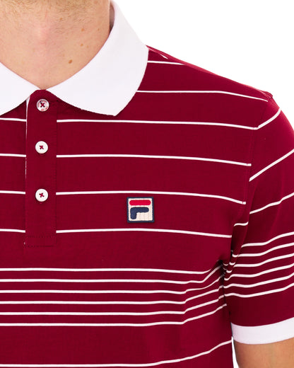 Fila Vintage Logan Stripe Polo Deep Red/White
