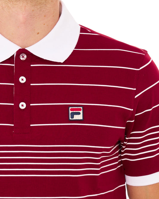 Fila Vintage Fila Vintage Logan Stripe Polo Deep Red/White