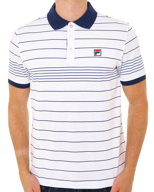 Fila Vintage Fila Vintage Logan Stripe Polo White Navy