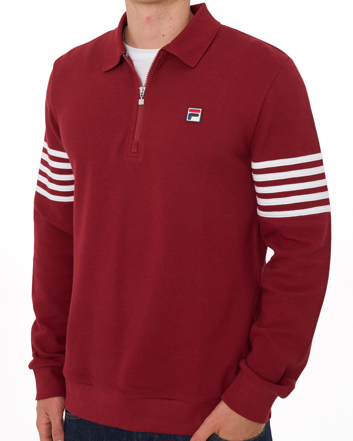 Fila Vintage Luis 1/4 Zip LS Polo Deep Red