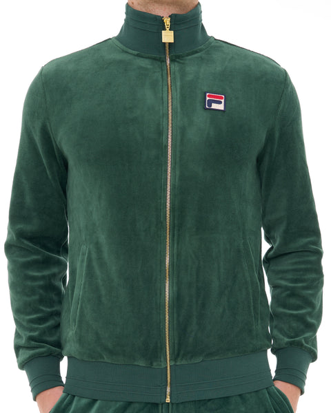 Fila Vintage Nero Velour Track Top Pine Green