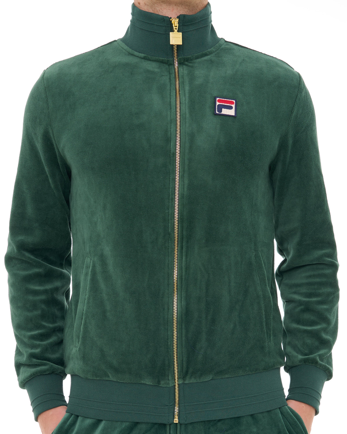 Fila Vintage Nero Velour Track Top Pine Green