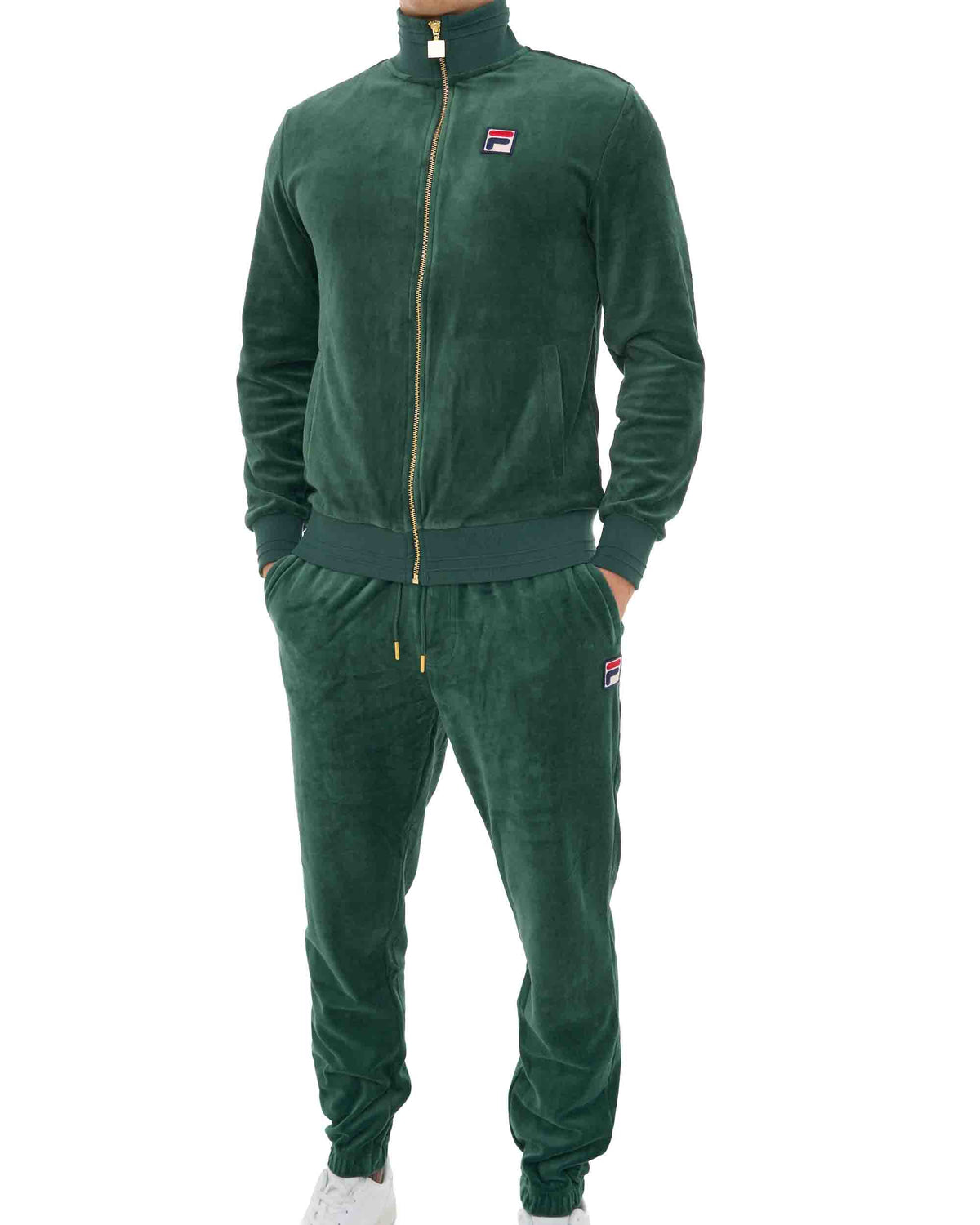 Fila Vintage Nero Velour Track Top Pine Green