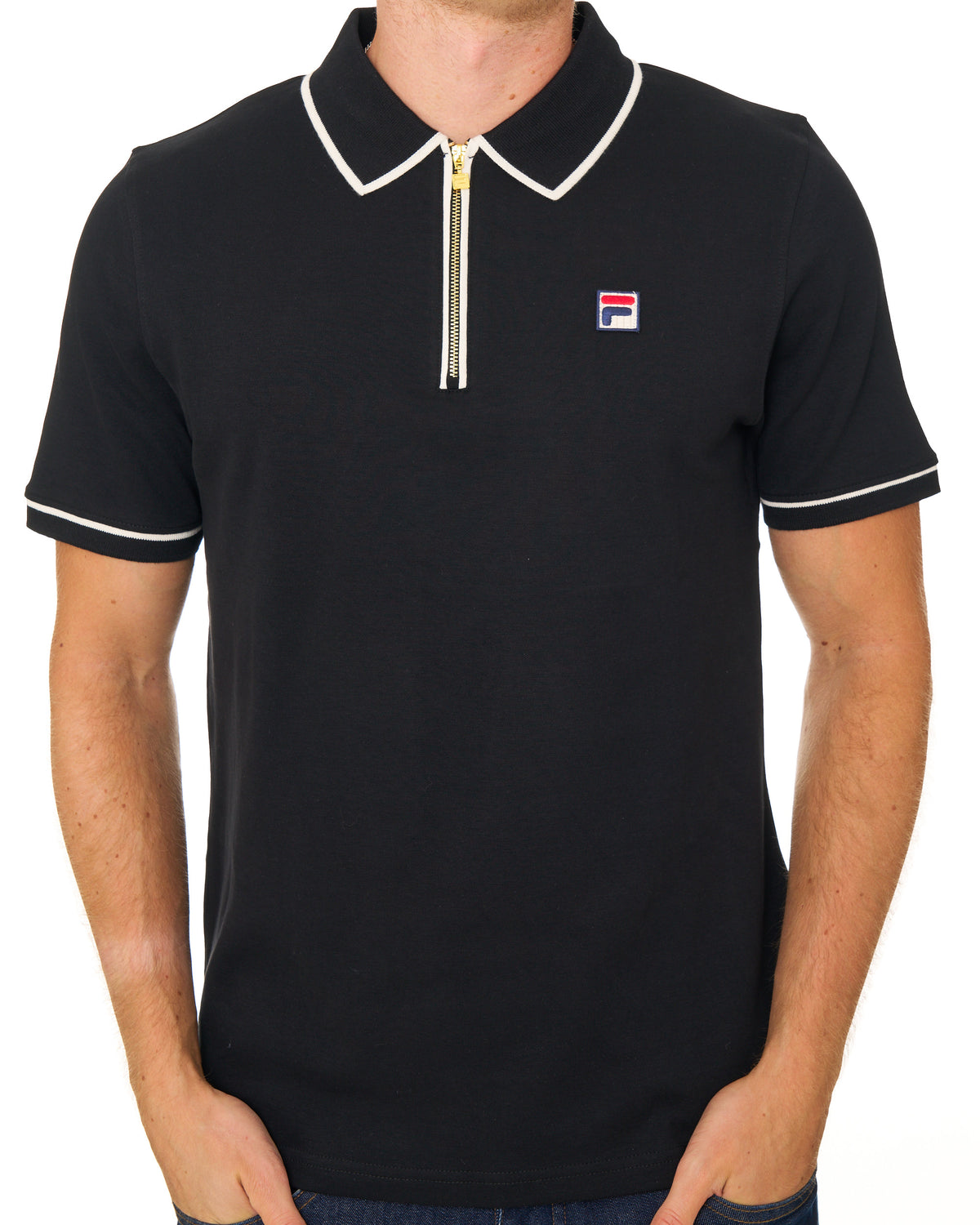 Fila Vintage Oden Zip Polo Black