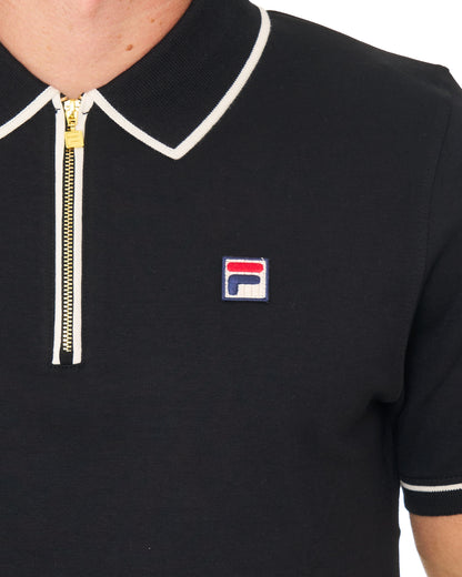 Fila Vintage Oden Zip Polo Black