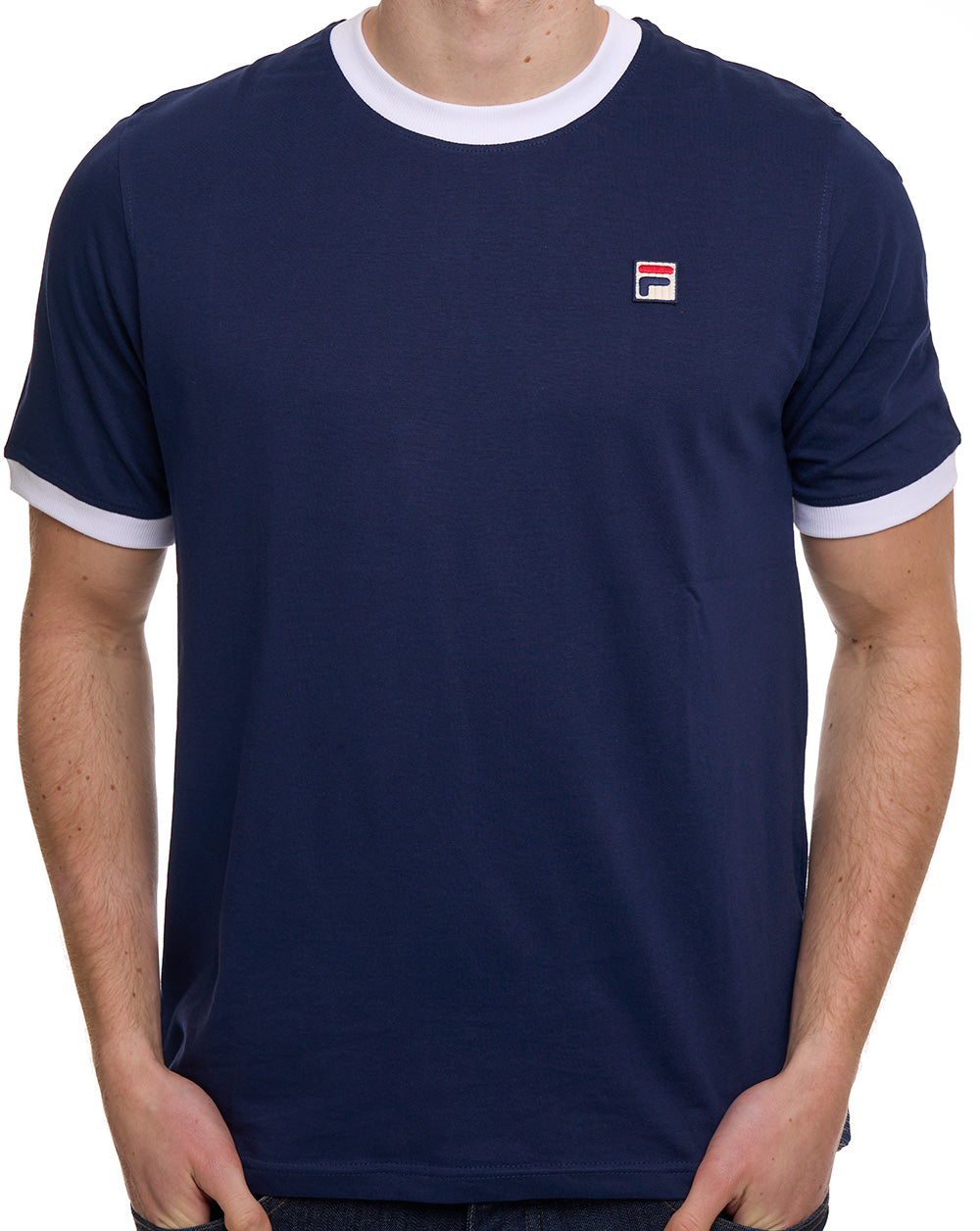 Fila Vintage Ringer T Shirt Navy/white