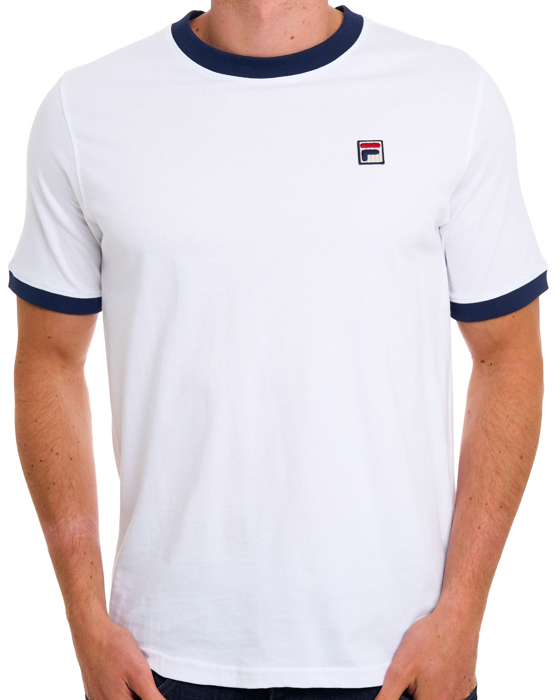 Fila Vintage Ringer T Shirt White Navy