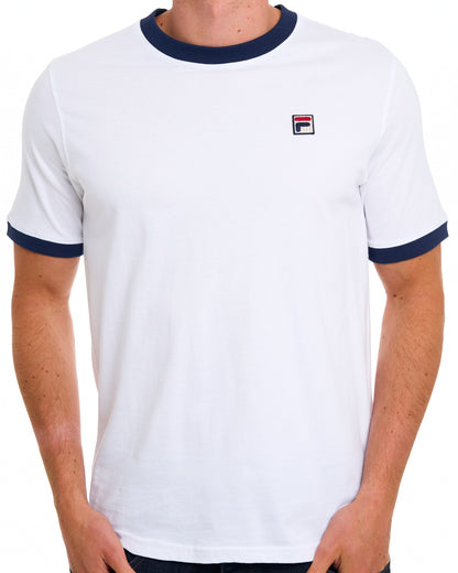 Fila Vintage Ringer T Shirt White Navy