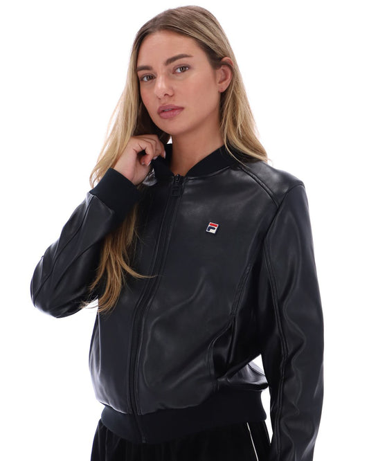Fila Women Fila Vintage Leatherette Bomber Jacket Black