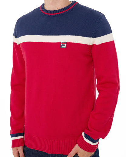Fila Vintage Siro Crew Knit Jumper Red