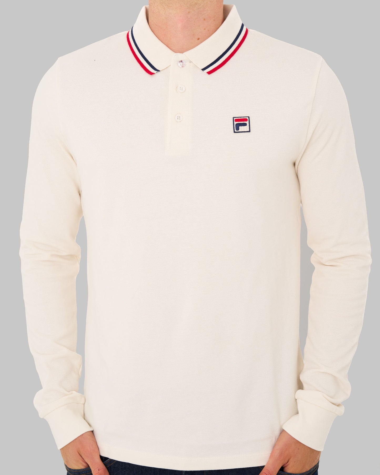 Fila Vintage Tipped LS Polo Shirt Gardenia