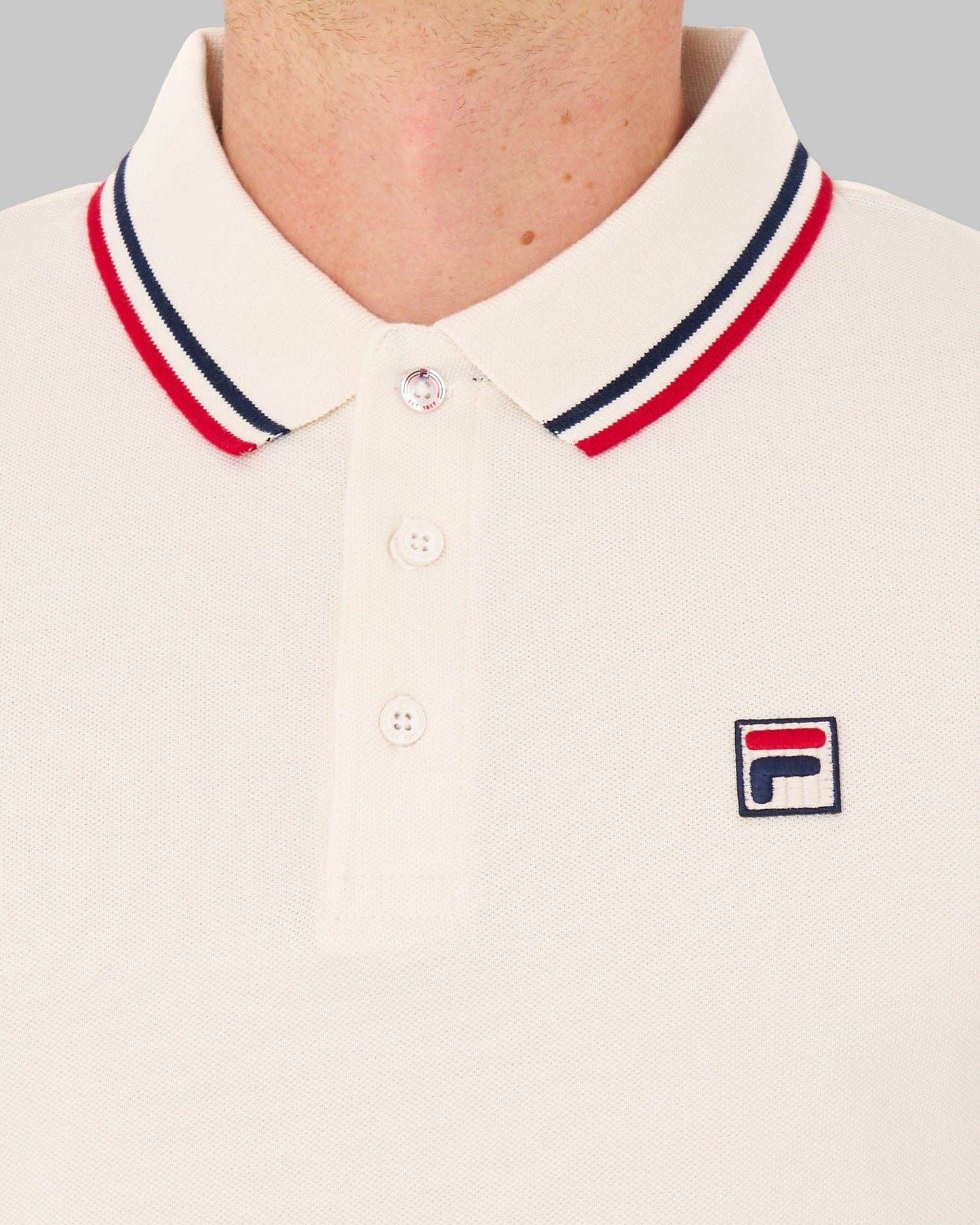 Fila Vintage Tipped LS Polo Shirt Gardenia